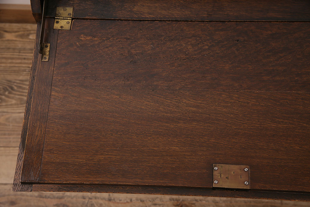 イギリスアンティーク　気品のある佇まいが魅力のオーク材製ライティングビューロー(簿記机、在宅ワーク、在宅用ワークデスク、机、在宅ワーク、在宅用引き出し)(R-047291)