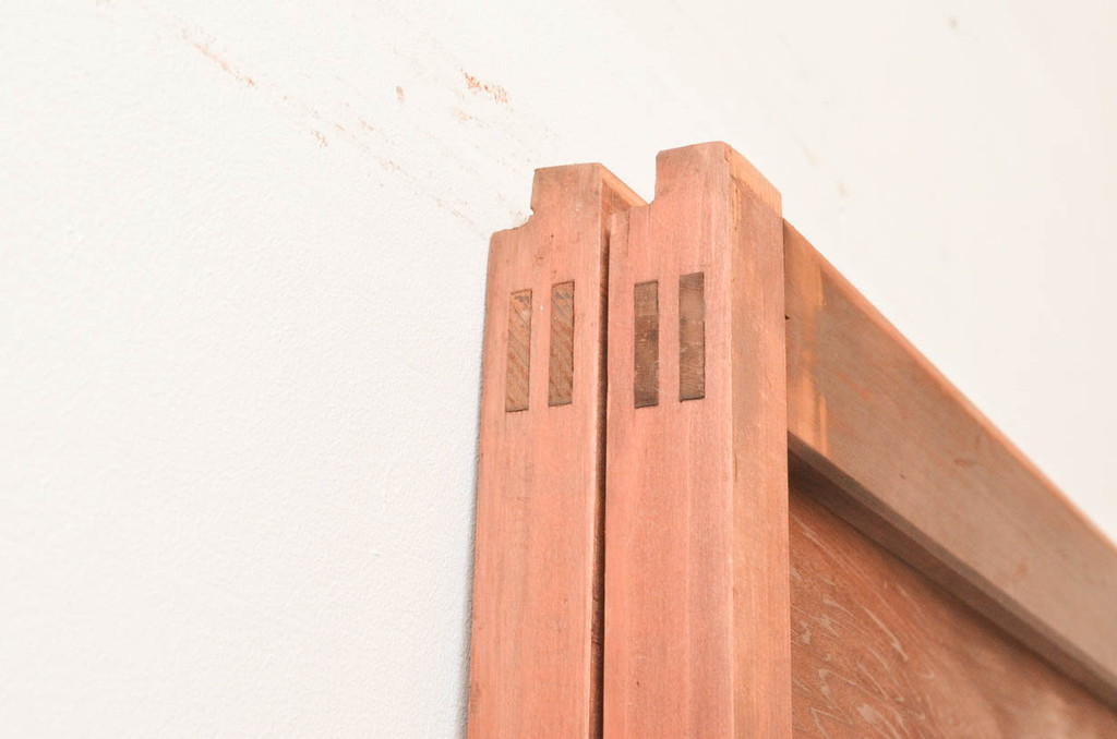 アンティーク建具　明るい木色が温かみを感じるガラス戸2枚セット(引き戸)(R-076047)