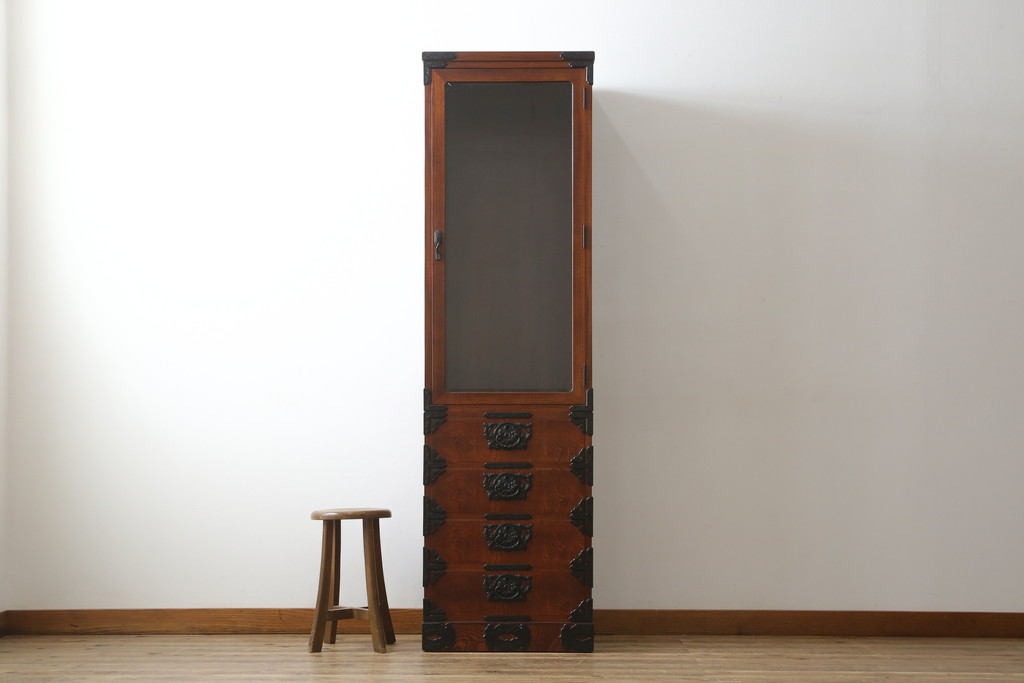 中古　岩谷堂箪笥　菊幸　お部屋に取り入れやすいスリムな縦型箪笥(収納棚、キャビネット、引き出し)(R-050787)