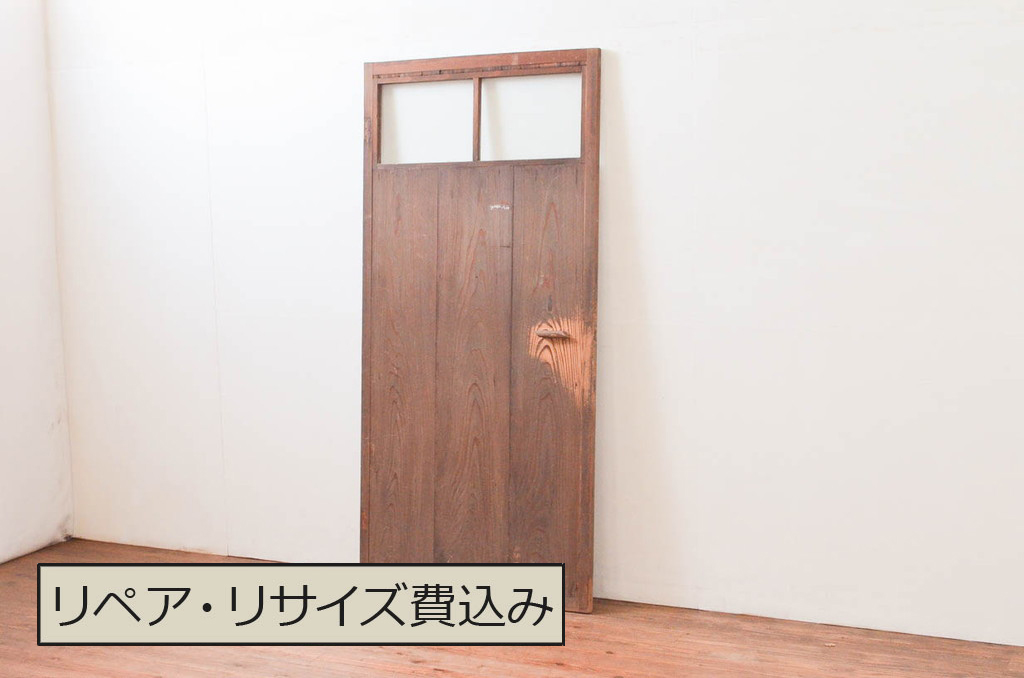アンティーク建具　ノスタルジックな雰囲気あふれる扉1枚(ドア、ガラス戸、木製扉)(R-076051)