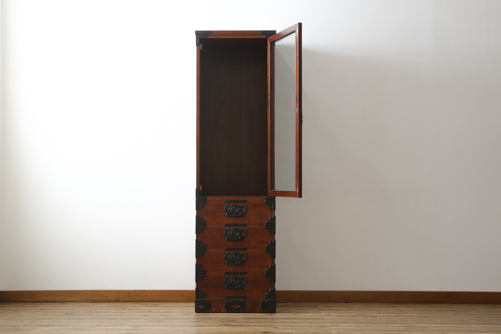 中古　岩谷堂箪笥　菊幸　お部屋に取り入れやすいスリムな縦型箪笥(収納棚、キャビネット、引き出し)(R-050787)