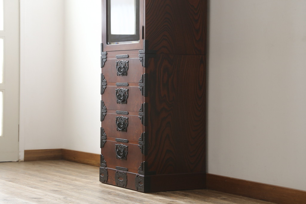 中古　岩谷堂箪笥　菊幸　お部屋に取り入れやすいスリムな縦型箪笥(収納棚、キャビネット、引き出し)(R-050787)