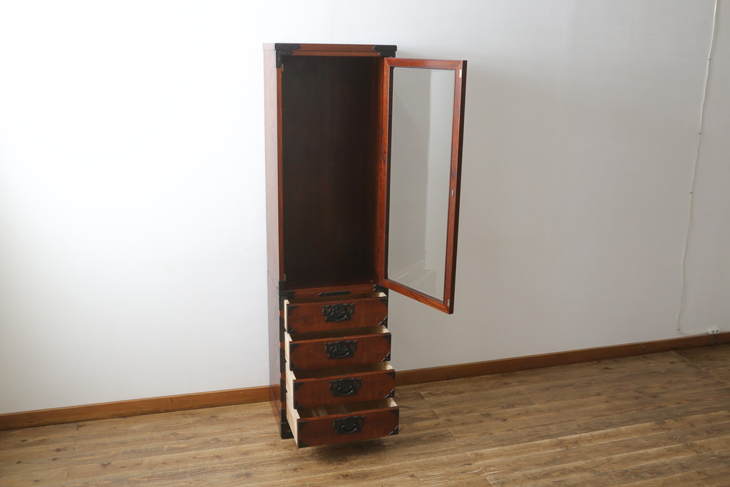 中古　岩谷堂箪笥　菊幸　お部屋に取り入れやすいスリムな縦型箪笥(収納棚、キャビネット、引き出し)(R-050787)
