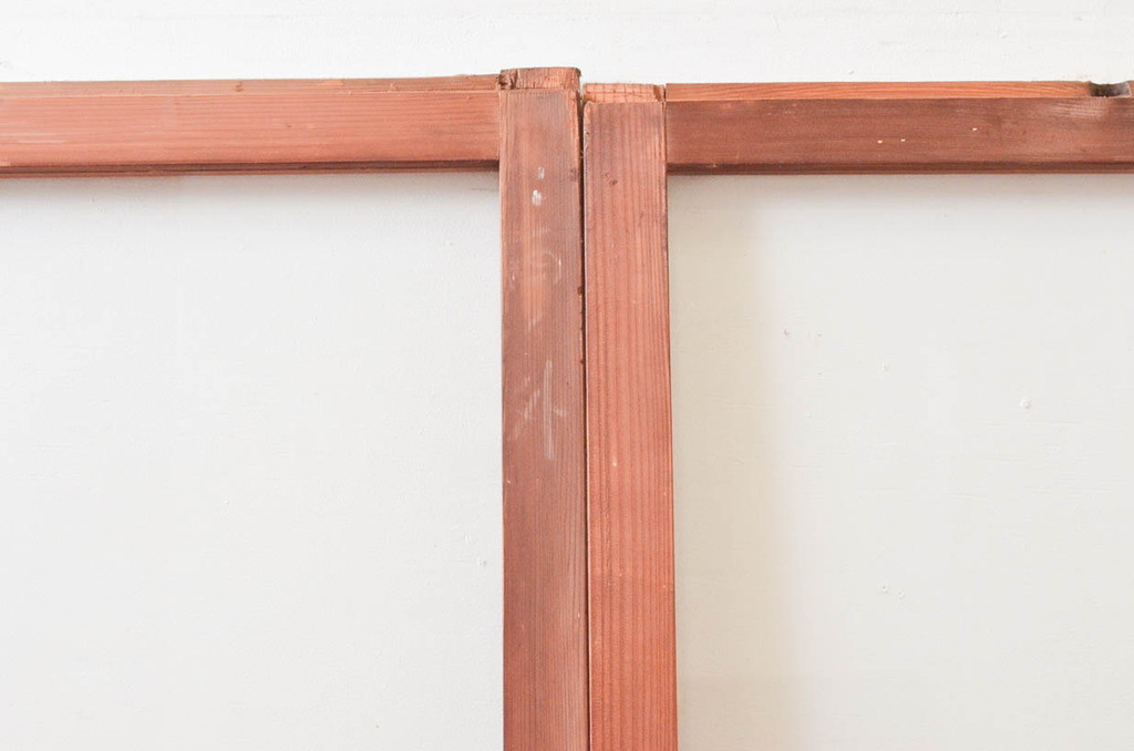 アンティーク建具　趣ある木味が魅力的なガラス戸2枚セット(引き戸)(R-076054)