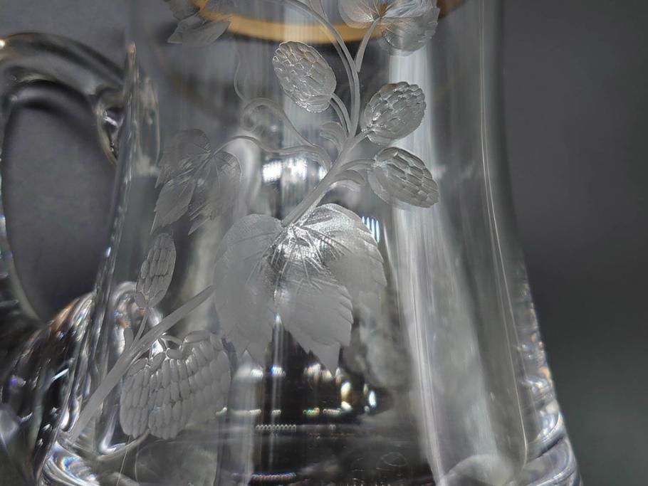 1985年　チェコ　Moser　モーゼル　キリンビアマグコレクション　コレクターズグラス　金彩　ビアジョッキ(KIRIN COLLECTORS GLASS、グラヴィール、ガラス)(R-076725)