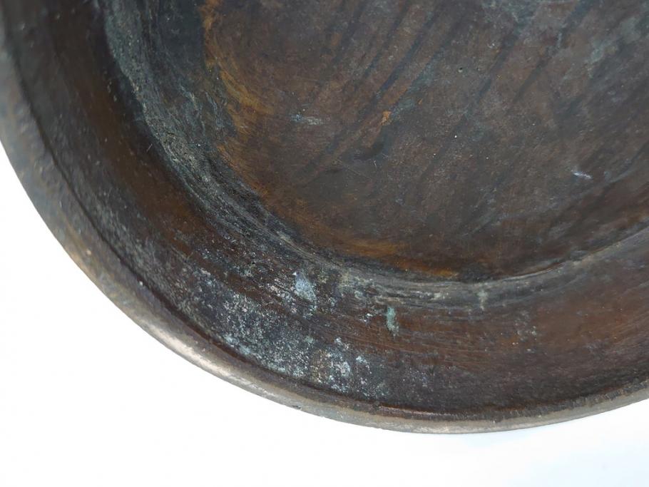 古玩　古銅　龍と梅の図　双耳　経年変化による味わいをお楽しみいただける壺(壷、花器、花瓶、中国?)(R-062100)