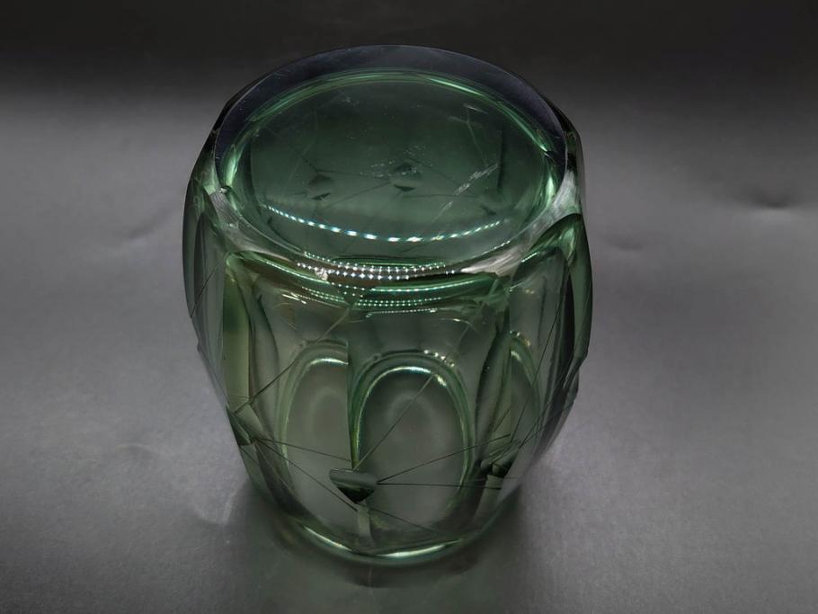 戦前　当時物　ガラス　切子　エナメル　グラス　どこか懐かしさを感じるコップなど5点セット(花、小物入れ、硝子、和ガラス)(R-082934)