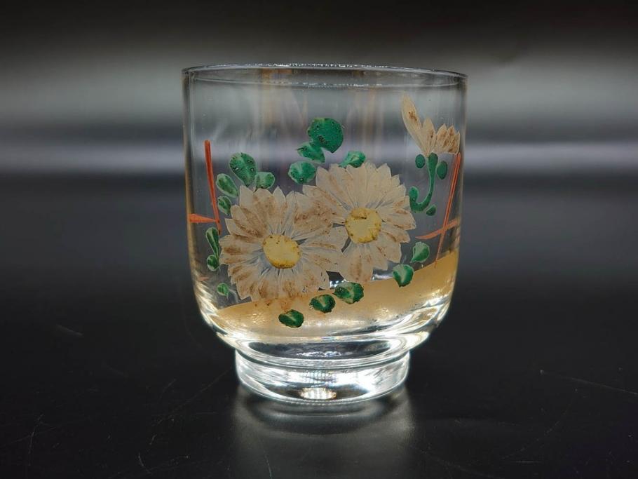 戦前　当時物　ガラス　切子　エナメル　グラス　どこか懐かしさを感じるコップなど5点セット(花、小物入れ、硝子、和ガラス)(R-082934)