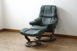 中古　EKORNES(エコーネス)　本革(レザー)　オットマン付き　ロングセラー!!一番人気のストレスレス レノ クラシック(S)(アームチェア、リクライニングチェア、椅子、一人掛けソファ、1Pソファ)(定価約45万円)(R-081615)