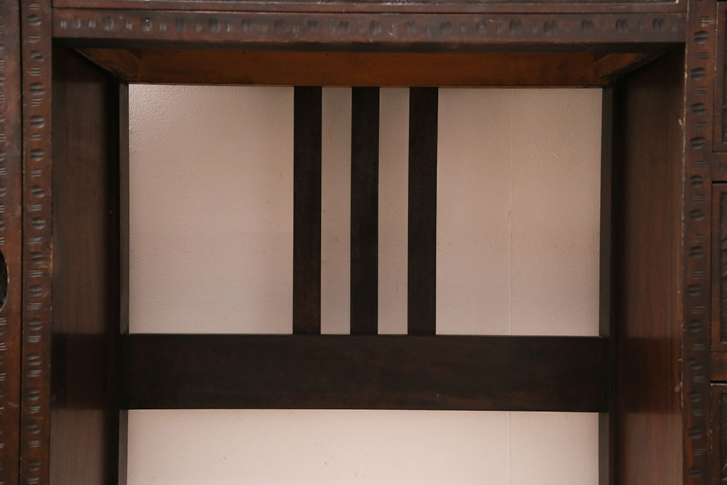 中古　伝統工芸　軽井沢彫り　桜の彫刻が美しいドレッサー(鏡台)(R-049778)