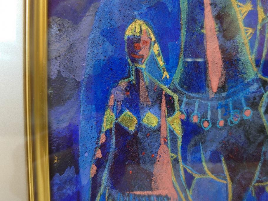 真作　山下邦雄　「サーカスがやってきた」　F0号　日本画(共シール、絵画、額装、箱付き)(R-076732)