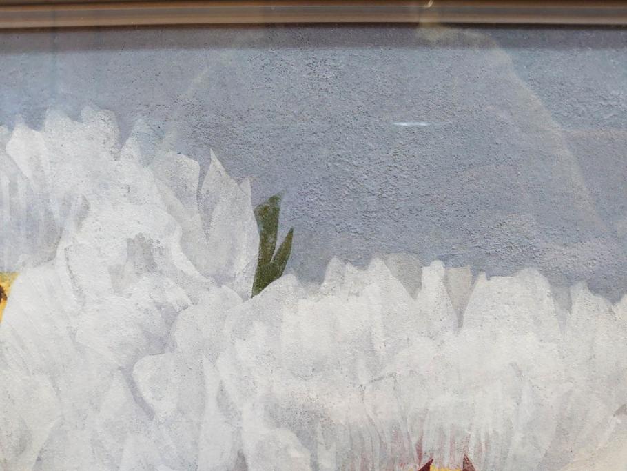 真作　山下邦雄　「牡丹」　6F(6号)　日本画(ぼたん、花、共シール、絵画、額装、箱付き)(R-076743)