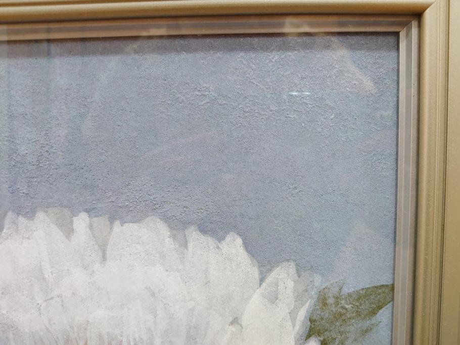 真作　山下邦雄　「牡丹」　6F(6号)　日本画(ぼたん、花、共シール、絵画、額装、箱付き)(R-076743)