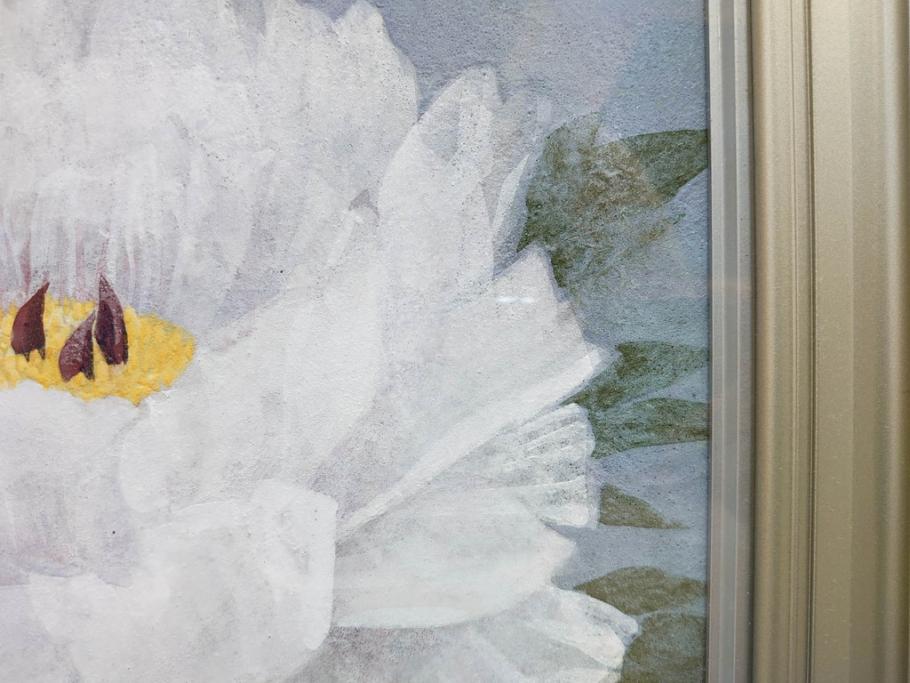 真作　山下邦雄　「牡丹」　6F(6号)　日本画(ぼたん、花、共シール、絵画、額装、箱付き)(R-076743)