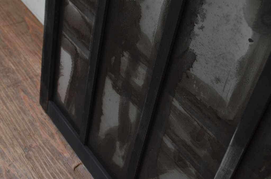アンティーク建具　ノスタルジックな雰囲気溢れるガラス欄間2枚セット(明り取り、明かり取り)(R-069579)