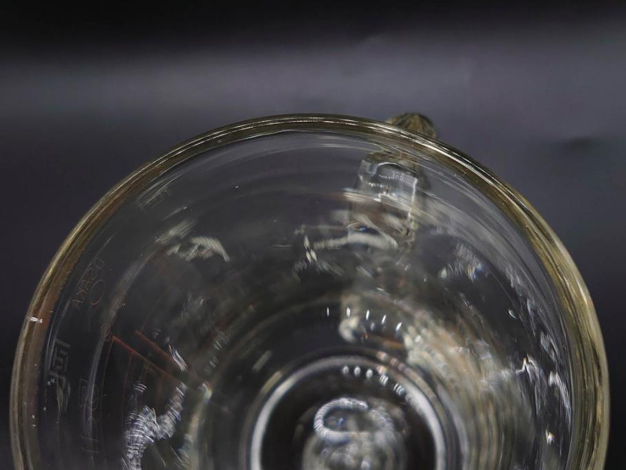 戦前　当時物　吹きガラス　落ち着いた佇まいの計量カップ2点セット(ジョッキ、花器、花瓶、花入、花生、フラワーベース、硝子、目盛付き)(R-082969)