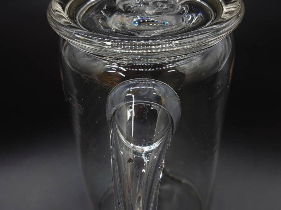 戦前　当時物　吹きガラス　落ち着いた佇まいの計量カップ2点セット(ジョッキ、花器、花瓶、花入、花生、フラワーベース、硝子、目盛付き)(R-082969)