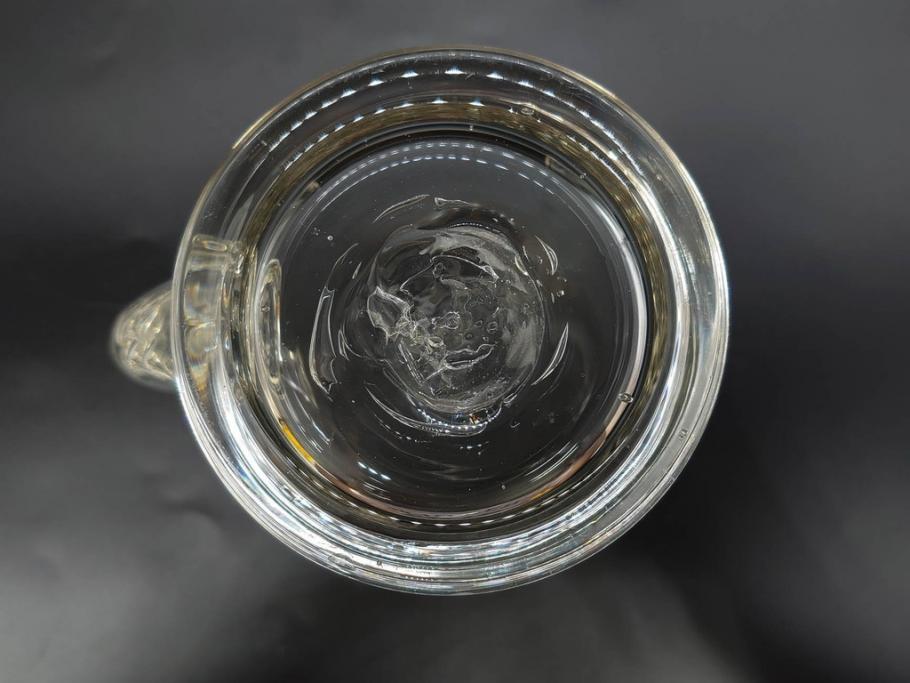 戦前　当時物　吹きガラス　落ち着いた佇まいの計量カップ2点セット(ジョッキ、花器、花瓶、花入、花生、フラワーベース、硝子、目盛付き)(R-082969)