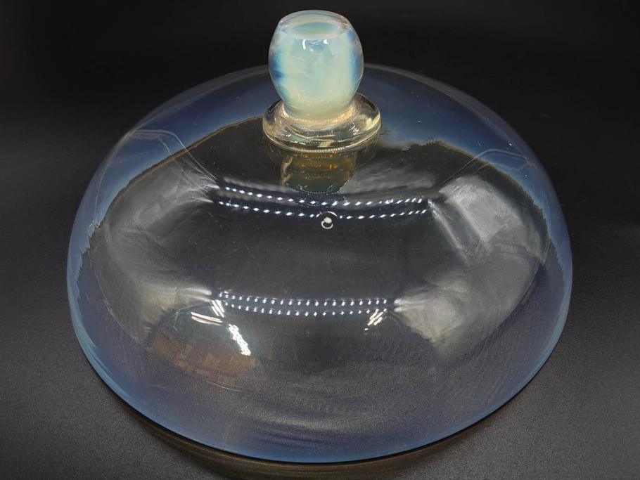 戦前　当時物　乳白ぼかし　柔らかい色合いに惹かれるキャンディポット(菓子器、キャニスター、蓋物、ボンボニエール、小物入れ、硝子、ガラス)(R-082970)