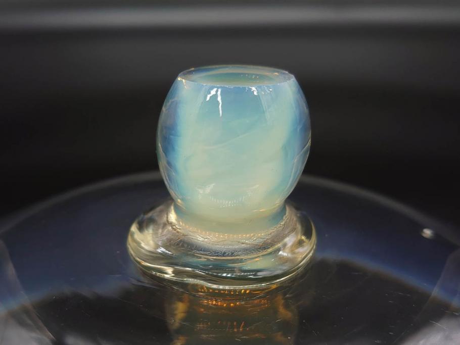 戦前　当時物　乳白ぼかし　柔らかい色合いに惹かれるキャンディポット(菓子器、キャニスター、蓋物、ボンボニエール、小物入れ、硝子、ガラス)(R-082970)