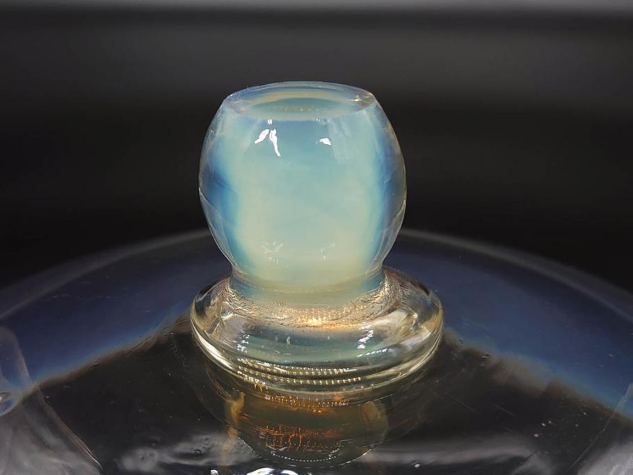 戦前　当時物　乳白ぼかし　柔らかい色合いに惹かれるキャンディポット(菓子器、キャニスター、蓋物、ボンボニエール、小物入れ、硝子、ガラス)(R-082970)
