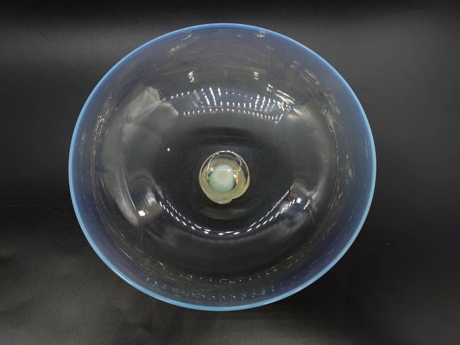 戦前　当時物　乳白ぼかし　柔らかい色合いに惹かれるキャンディポット(菓子器、キャニスター、蓋物、ボンボニエール、小物入れ、硝子、ガラス)(R-082970)