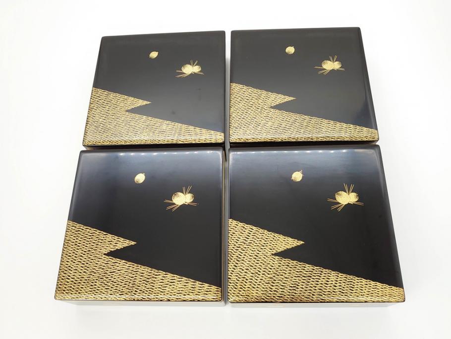 漆光堂 輪島塗 沈金 蒔絵 松に鶴 上品で縁起の良い柄の手提げ