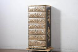 中古　超美品‼　もはや美術品‼　最高級　統一工芸研究院 吉正本　美しい螺鈿(ラデン)細工が目を引く存在感抜群の縦型チェスト(サイドチェスト、引き出し)(定価推定約150万円以上)(R-082490)