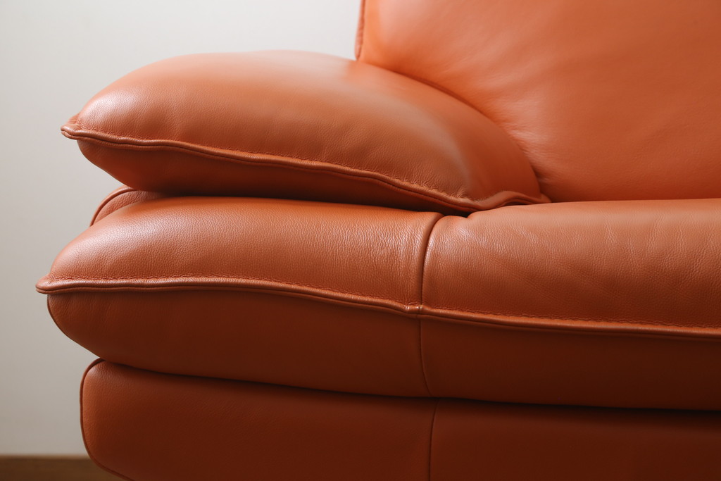 中古　美品　NICOLETTI HOME(ニコレッティ・ホーム)　Success(サクセス)　インテリアのアクセントになる本革張り3人掛けソファ(2.5人掛けソファ、2人掛けソファ、2P、2.5P、3P)(定価約65万円)(R-083009)
