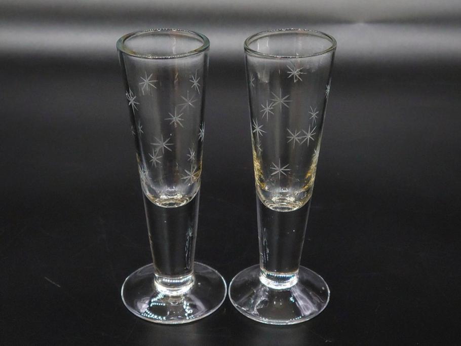 戦前　当時物　切子　アイスクリーム　氷コップ　レトロな雰囲気漂うグラスなど6点セット(デザートカップ、ミニボウル、深皿、小鉢、硝子、ガラス)(R-082938)