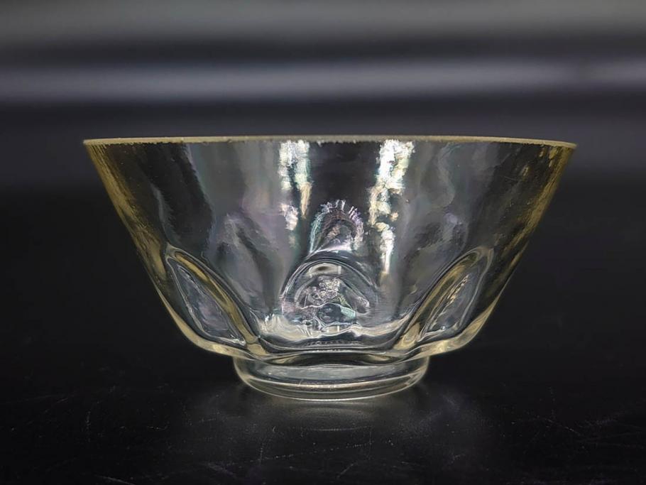 戦前　当時物　切子　アイスクリーム　氷コップ　レトロな雰囲気漂うグラスなど6点セット(デザートカップ、ミニボウル、深皿、小鉢、硝子、ガラス)(R-082938)