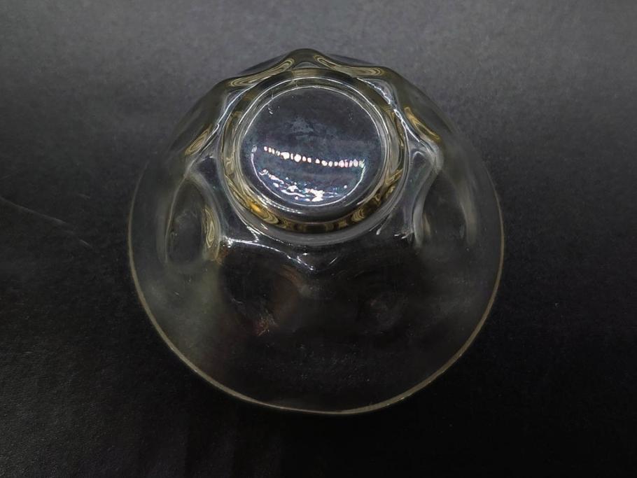 戦前　当時物　切子　アイスクリーム　氷コップ　レトロな雰囲気漂うグラスなど6点セット(デザートカップ、ミニボウル、深皿、小鉢、硝子、ガラス)(R-082938)