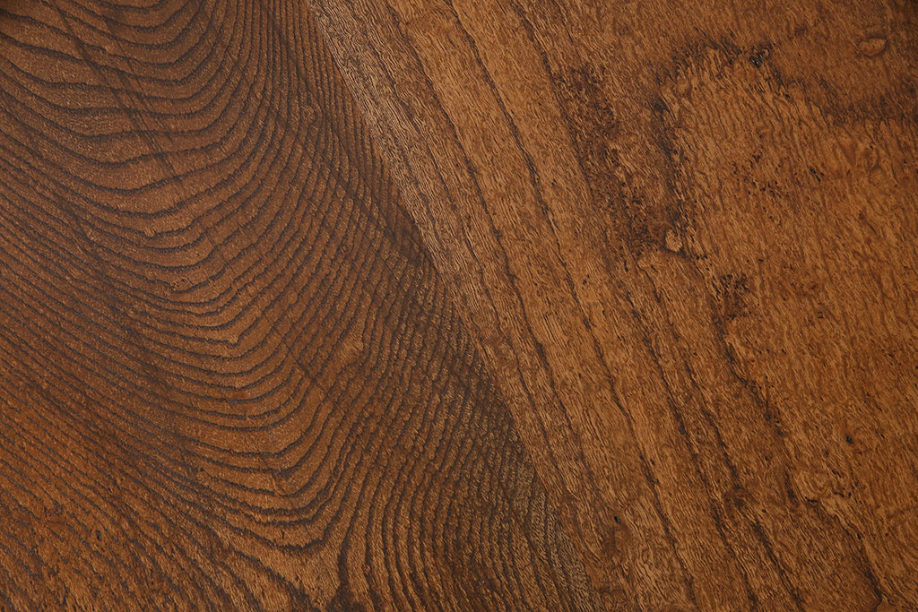 昭和レトロ　年月を重ねた木肌が味のある栓材製の丸ちゃぶ台(座卓、ローテーブル、折りたたみテーブル)(R-047502)