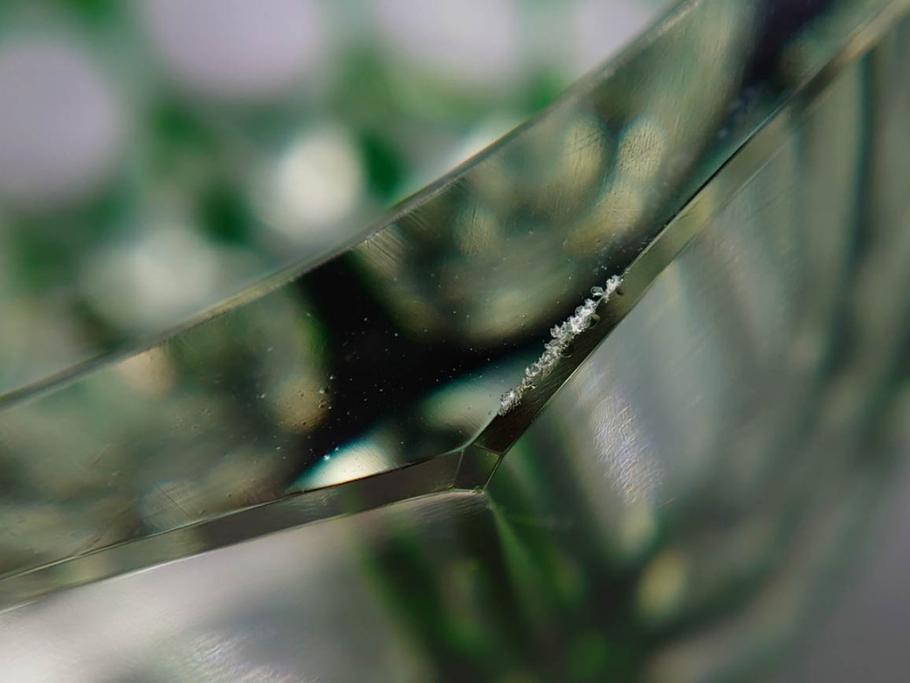 昭和レトロ　ノリタケクリスタル　切子　色被せ　緑　繊細なカットが輝きを放つ!存在感抜群の花瓶(フラワーベース、花器、花生、花入、ガラス、硝子)(R-083022)