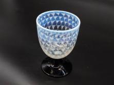 江戸期　伊万里　染付　山水図　約11cm　3.5寸　爽やかな色合いが素敵な蓋付き茶碗2客セット(和食器、三寸五分)(R-073114)