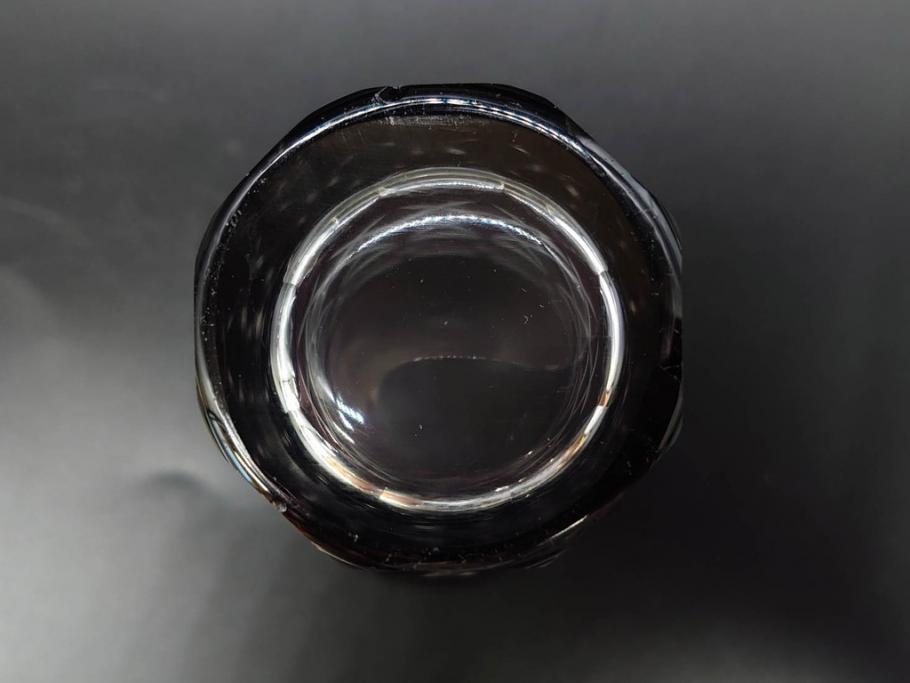 戦前　当時物　切子　色被せ　紫　繊細なカットが美しく上品な雰囲気のグラス4客セット(コップ、タンブラー、和ガラス、硝子)(R-083029)