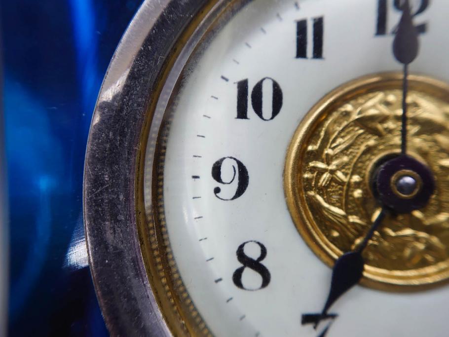 ジャンク品　戦前　東洋時計株式会社(TOYO CLOCK FACTORY)　ゼンマイ式　細やかな意匠が施されたエレガントな雰囲気溢れる置時計(置き時計、日本製、ガラス、硝子)(R-083033)