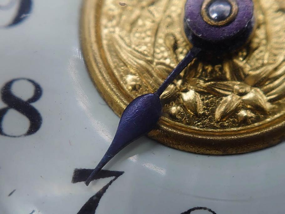 ジャンク品　戦前　東洋時計株式会社(TOYO CLOCK FACTORY)　ゼンマイ式　細やかな意匠が施されたエレガントな雰囲気溢れる置時計(置き時計、日本製、ガラス、硝子)(R-083033)