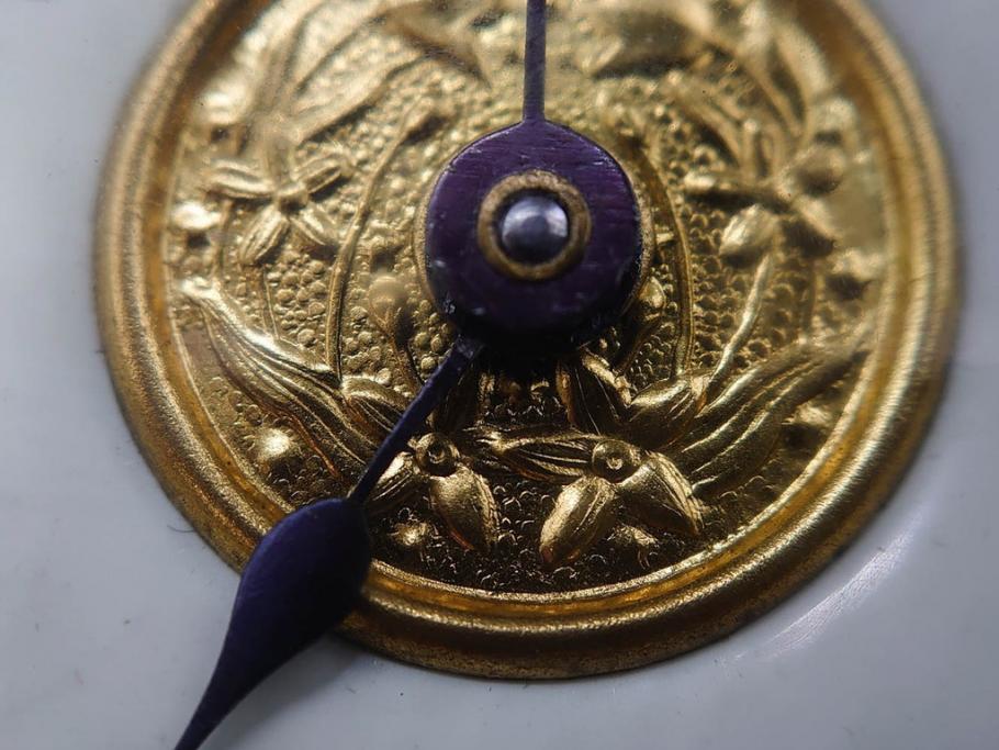 ジャンク品　戦前　東洋時計株式会社(TOYO CLOCK FACTORY)　ゼンマイ式　細やかな意匠が施されたエレガントな雰囲気溢れる置時計(置き時計、日本製、ガラス、硝子)(R-083033)