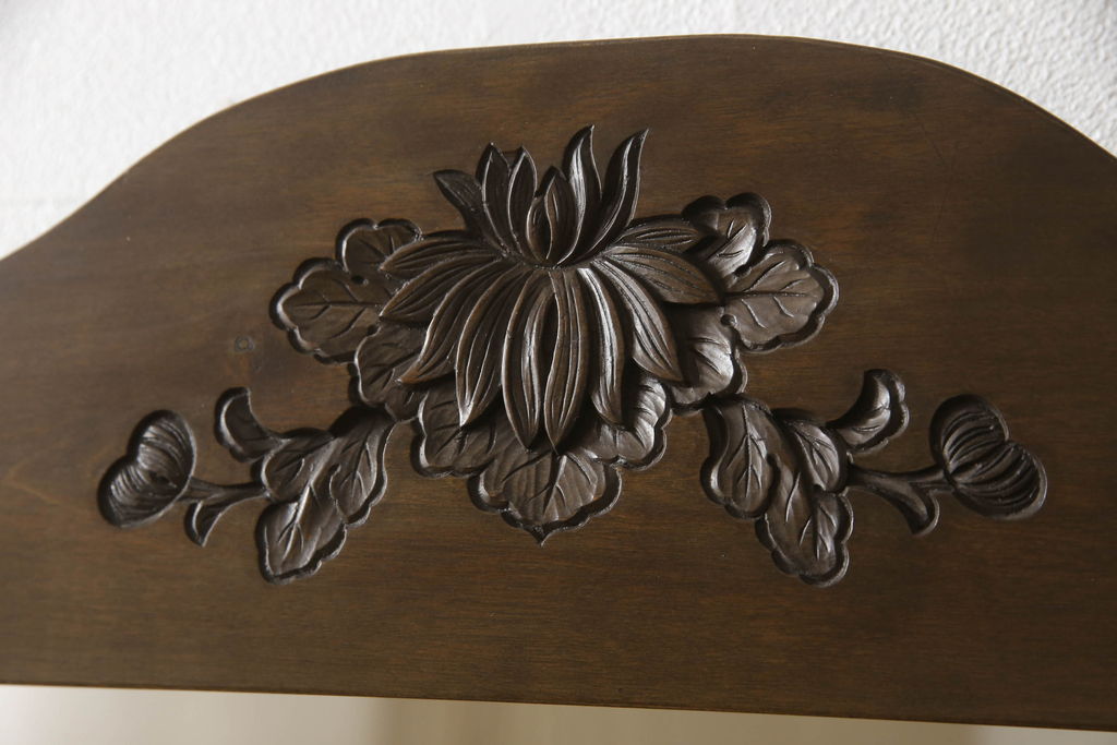 和製ビンテージ　神戸洋家具　花の意匠が目を引く、引き出し付き姿見(ミラー、ドレッサー、鏡台、ヴィンテージ)(R-052055)