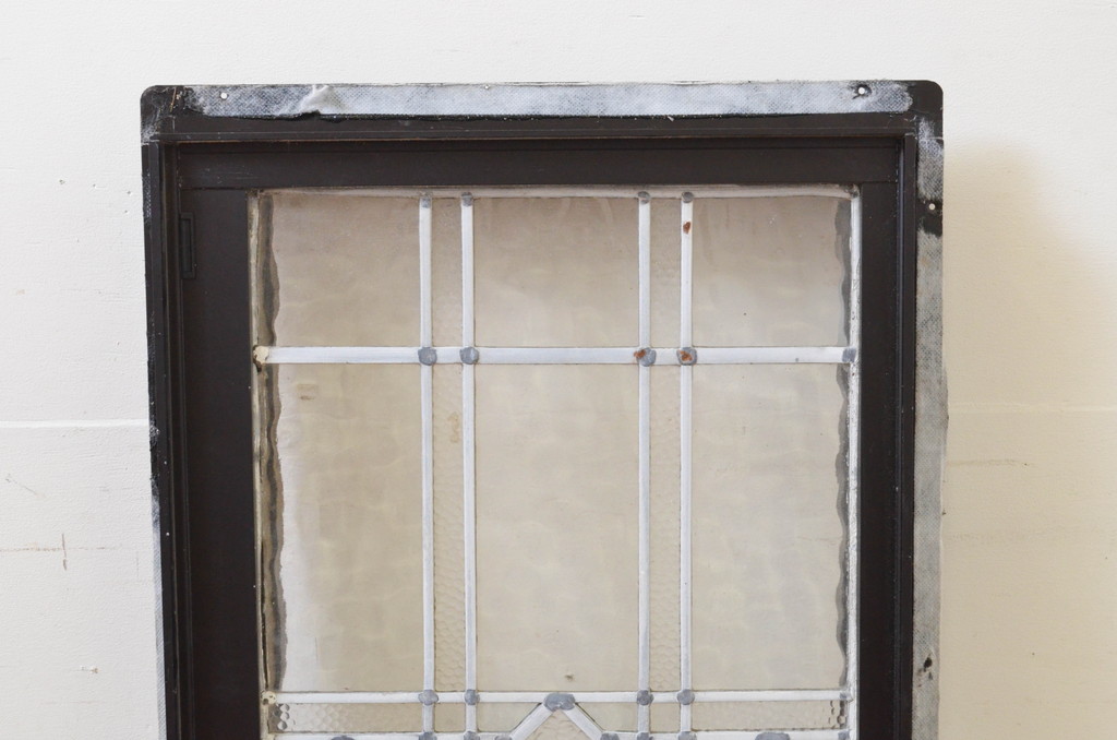 アンティーク建具　レトロな空間作りにおすすめなステンドグラス窓1枚(引き戸、ガラス戸、ガラス窓、ガラス扉、FIX、フィックス、嵌め殺し)(R-069597)