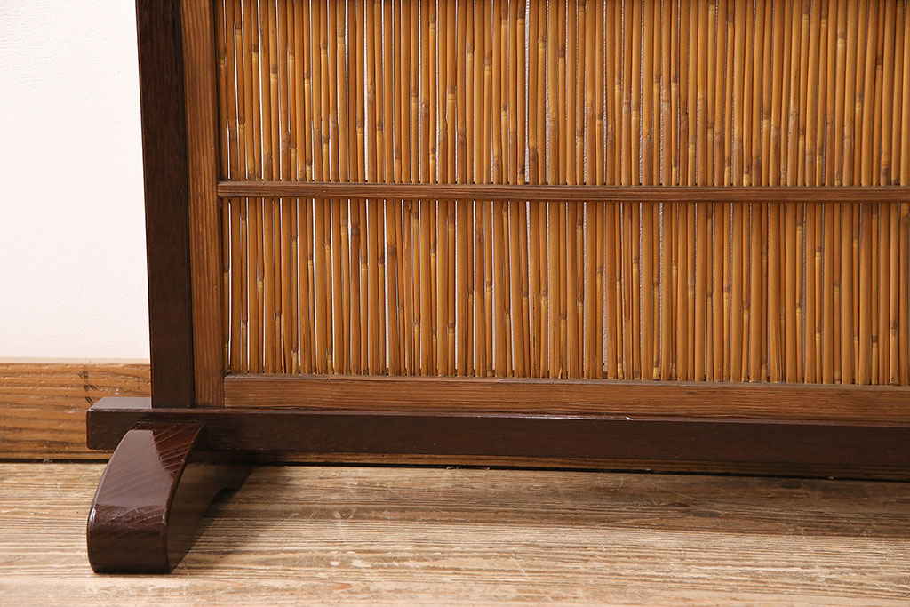 中古　民芸家具　高級品!見た目にも涼やかな桑材製の衝立(葦戸、よし戸、パーテーション)(R-047232)