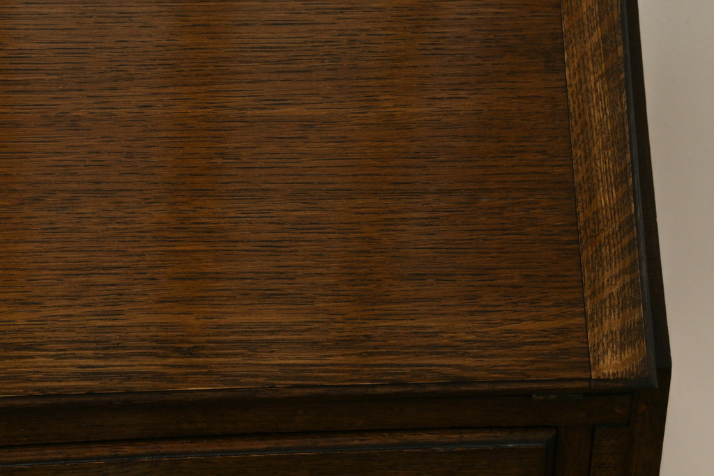 イギリスアンティーク　Lloyd's Antiques(ロイズ・アンティークス)取り扱い　趣のある佇まいが魅力的なオーク材の幅狭ライティングビューロー(ワークデスク、簿記机、在宅用、在宅ワーク用、英国)(R-074023)