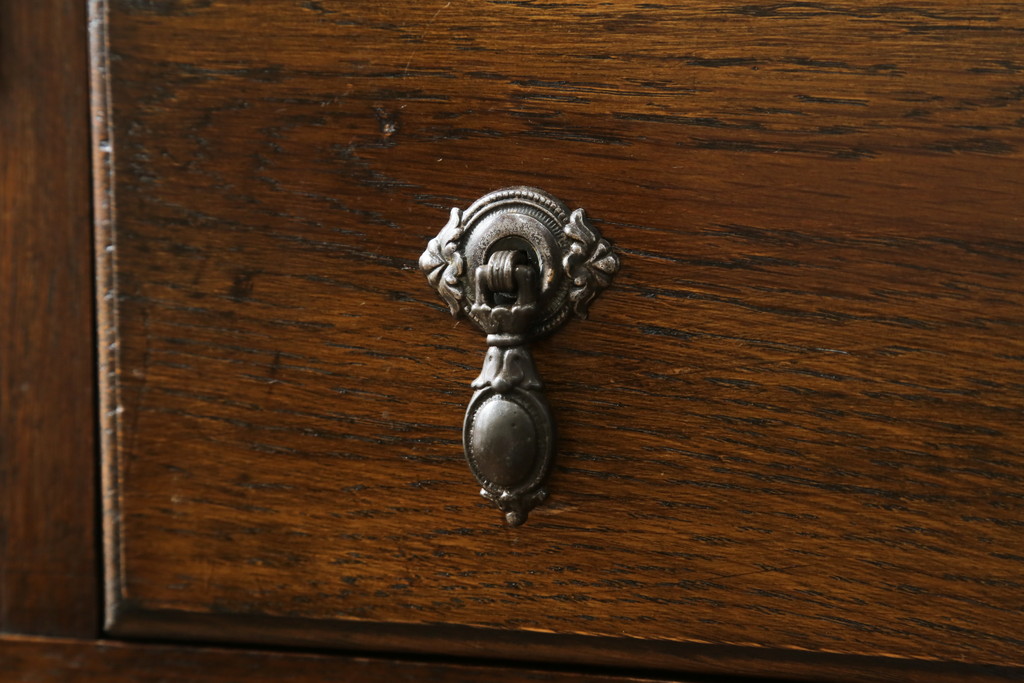 イギリスアンティーク　Lloyd's Antiques(ロイズ・アンティークス)取り扱い　趣のある佇まいが魅力的なオーク材の幅狭ライティングビューロー(ワークデスク、簿記机、在宅用、在宅ワーク用、英国)(R-074023)