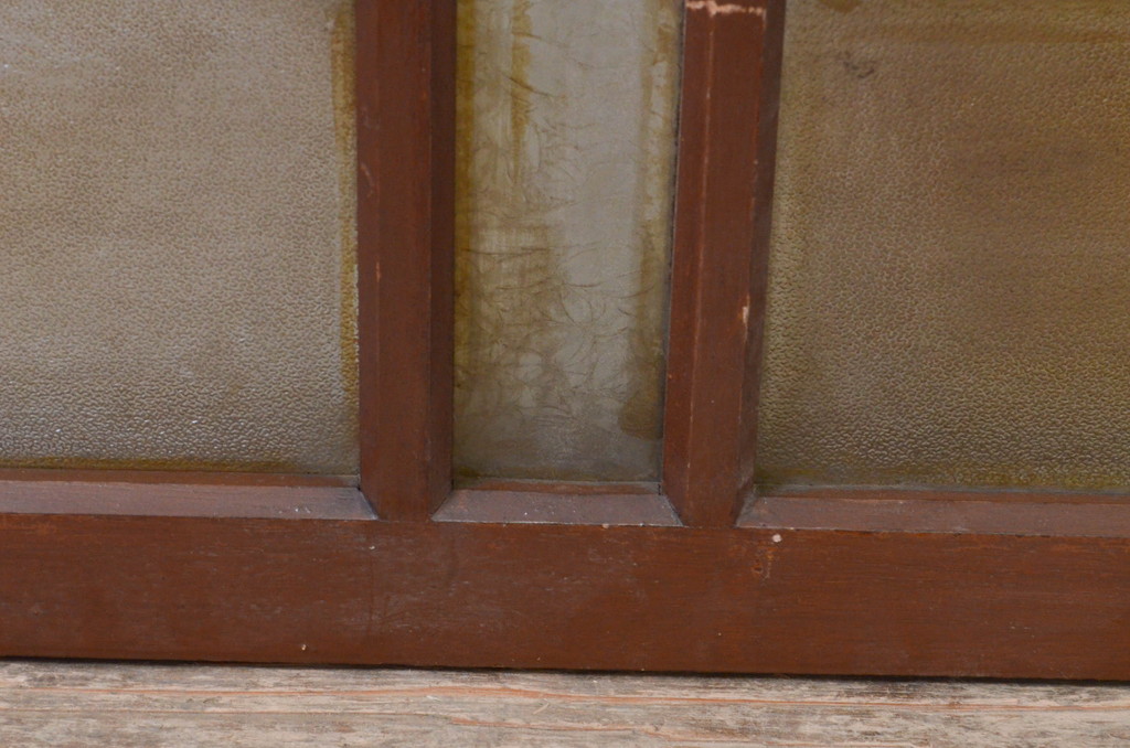 アンティーク建具　大正ロマン　和モダンな空間を演出する回転窓のガラス欄間2枚セット(明り取り、明かり取り)(R-069426)