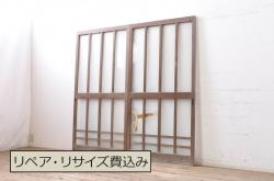 アンティーク建具　和モダンな空間づくりにおすすめの荒格子戸1枚(引き戸、格子戸)(R-060931)