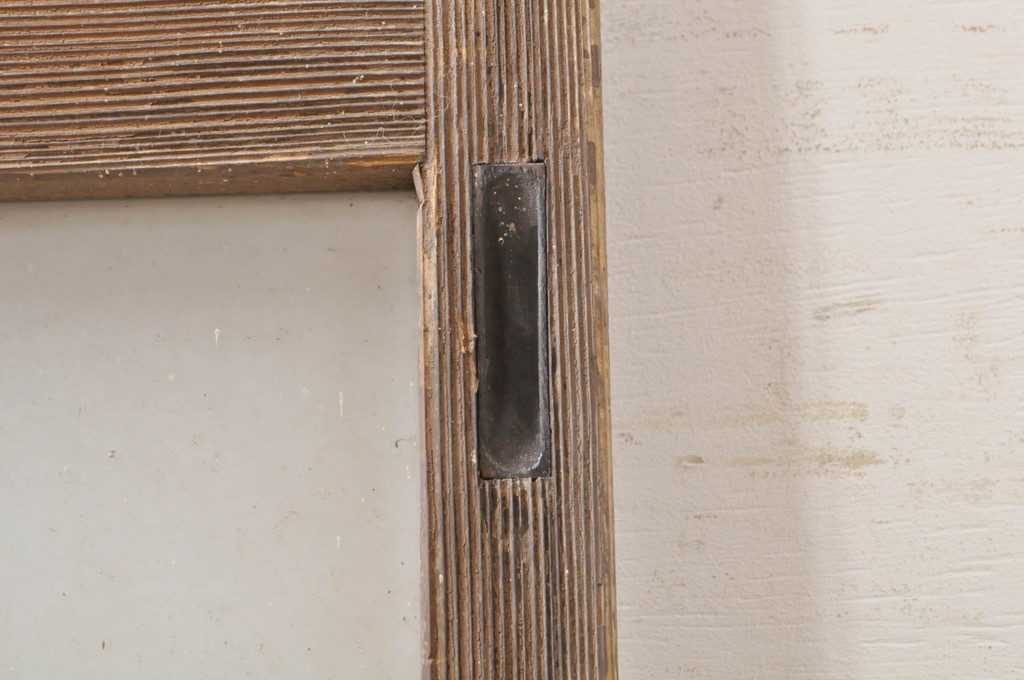 アンティーク建具　ペイント仕上げ限定　レトロな雰囲気づくりにおすすめな玄関戸2枚セット(ガラス戸、引き戸)(R-069261)