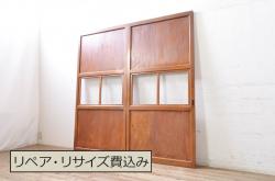 和製アンティーク　和モダンインテリアのアクセントになるガラス入り欄間(明り取り、明かり取り)(R-053507)