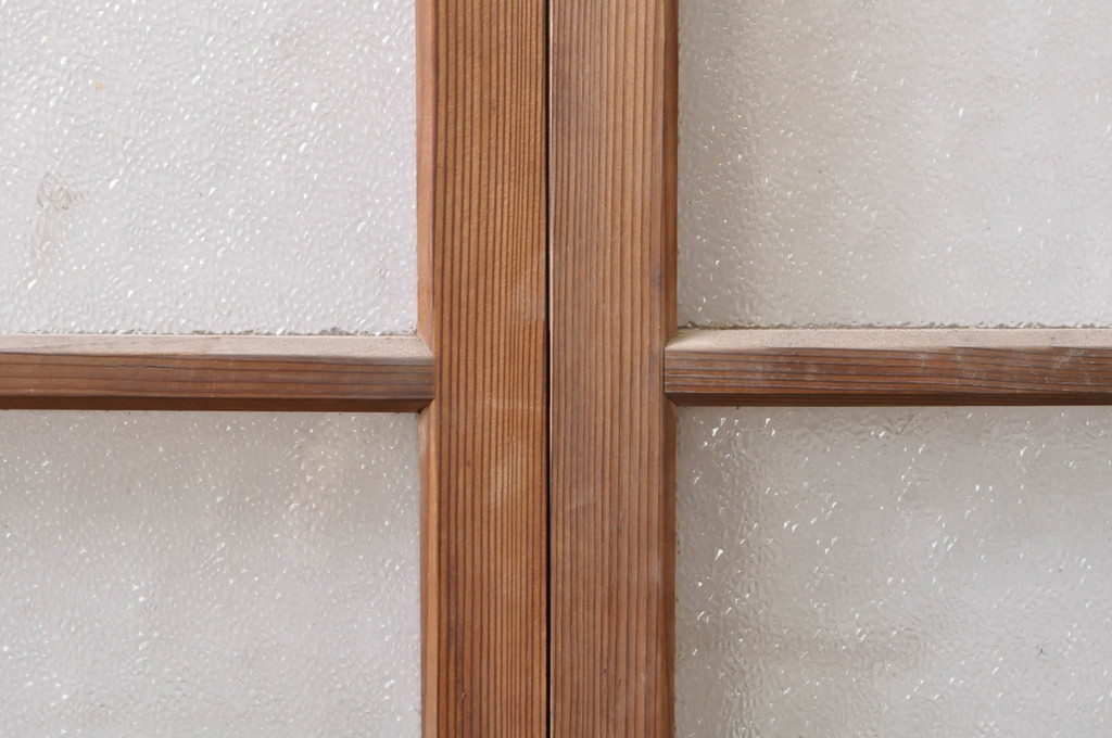 アンティーク建具　温かみのある木味が魅力的な幅狭ガラス戸4枚セット(引き戸)(R-069263)