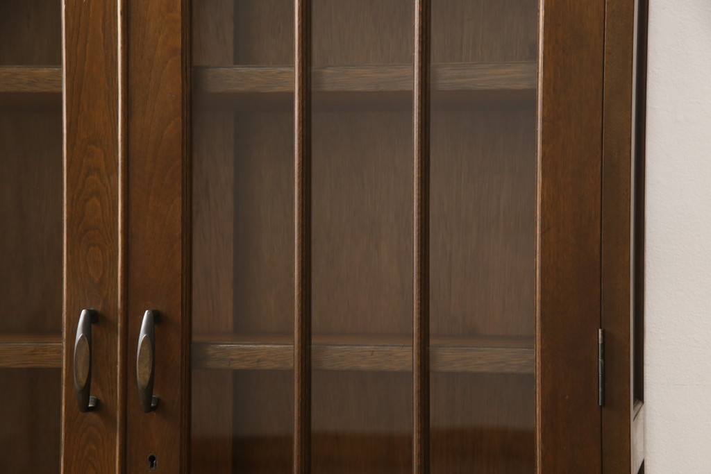 和製アンティーク　シックな色合いと品のある佇まいが魅力的な本箱(ブックケース、本棚、戸棚、収納棚)(R-055966)